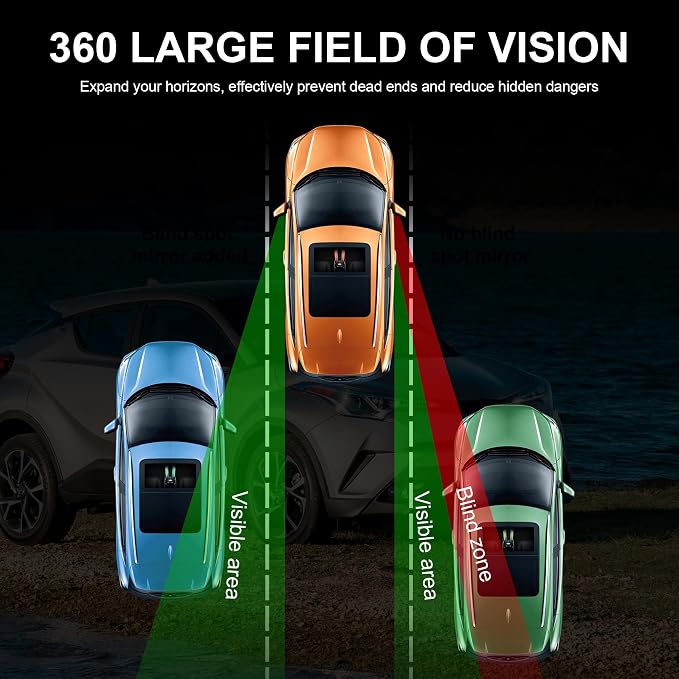 Blind Spot Mirror, Double Adjustable Mounted Blindspot Mirror HD Glass Wide Angle View, Side Rearview Mirror Universal, Right