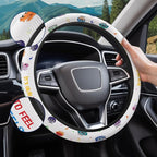 Colorful Emotion Icon Steering Wheel Cover, Polyester Car Wheel Grip, Universal 15 Inch for Cars SUVs Trucks