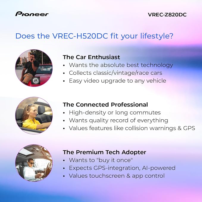 VREC-Z820DC Dual Dash Cam Front and Rear Car Camera - Premium 4K Camera, AI-ISP Starvis Night Vision, 139 Degree Wide Lens, ADAS Safety Alerts, Built in GPS, Impact Detection, 24/7 Coverage