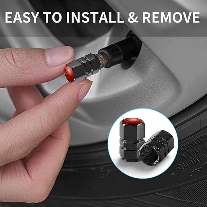 4Pack Basketball Tire Valve Caps Universal Tire Air Cap Valves Stem Covers | Aluminum Alloy Rust-Proof Valve Stem Caps, for Auto SUV Truck Motorcycle Bicycle, Basketball Gifts for Women Men Drivers