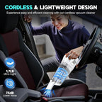 Handheld Vacuum Cordless, 15000PA Strong Suction Hand Held Car Vacuum Cleaner Portable with Multi-Nozzles & Washable Filter, Lightweight Rechargeable Vacuum Cleaner for Home, Car, Office, Pets