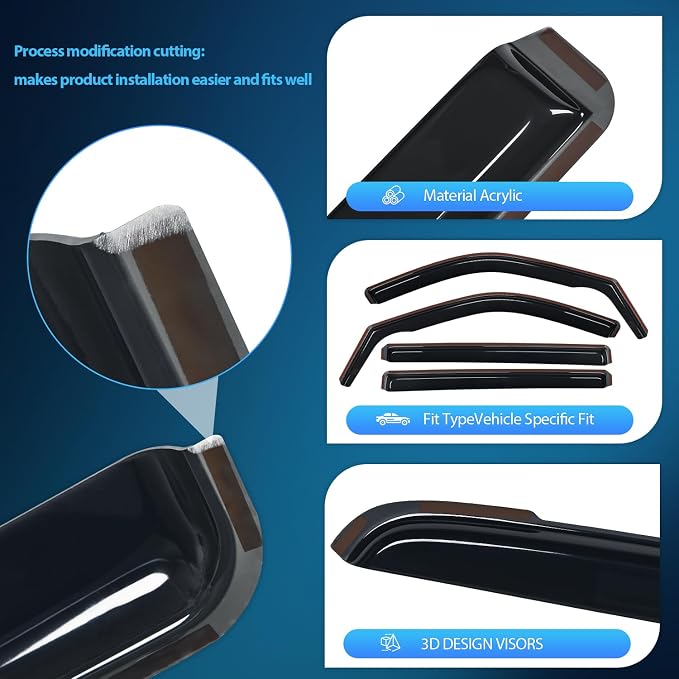 Side Window Deflectors for Toyota Tundra Crew Max 2022-2026 Window Visors Rain Guards, Vent Shade for Fresh Air, Rain & Snow Protection, Wind Noise Reduction-4PCS