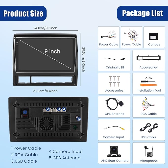 5Ghz WiFi [4G+64G] Android 15 Car Radio for Toyota Tacoma 2005-2015 Car Stereo with Wireless Carplay/Android Auto, 9 Inch HD Touchscreen with GPS Bluetooth FM/RDS EQ SWC, for J-B-L & No J-B-L