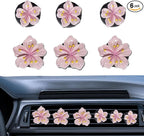 3 Set Cute Car Vent Clips Flower Air Vent Clips for Fresheners Hawaiian Hibiscus and Cherry Blossom Car Accessories Aesthetic Interior Decor for Women Peach Blossom (Pink)