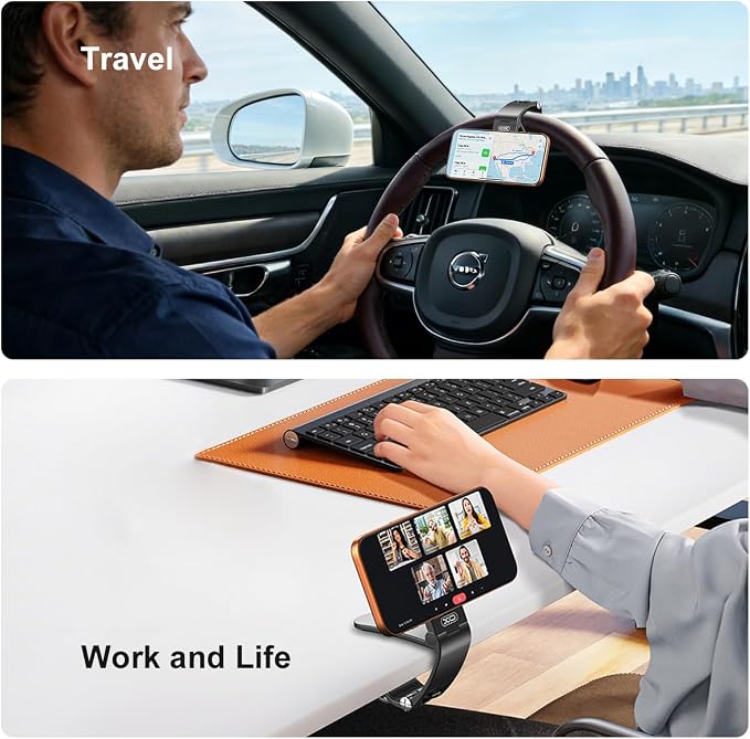 XO Magnetic Phone Holder for Car,Strong Non-Slip Car Phone Mount, Hands-Free Navigation for Car,Phone Holder for Car/Desk, Compatible with iPhone/Samsung and All Smartphones