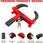 2Pcs Universal Heavy Duty Wheel Lock - Anti Theft Trailer Lock & Car Boot, Adjustable Security Tire 11.4" for Trailers, Cars, Golf Cart, ATV, SUV, RV, Boat, Camper, Motorcycle,6 Keys,Red+Black