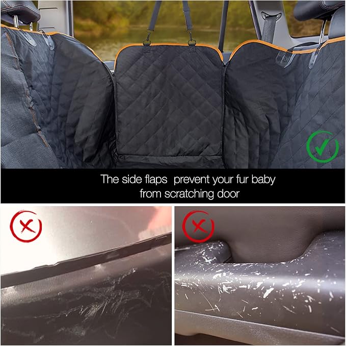 Dog Seat Cover for Pickup Trucks, 900D Heavy Duty Truck Back Seat Cover for Dogs, Waterproof & Non-Slip Pet Car Seat Cover, Fits Ford F150 F250 Ram 1500 GMC Sierra Chevy Silverado Crew Cab