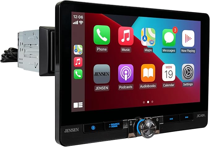 J1CA8FL 8" Wireless Apple CarPlay Android Auto Single/Double DIN | Fits single or double DIN, wired or wireless Certified Apple CarPlay plus Android Auto, front and rear camera inputs, USB
