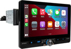 J1CA8FL 8" Wireless Apple CarPlay Android Auto Single/Double DIN | Fits single or double DIN, wired or wireless Certified Apple CarPlay plus Android Auto, front and rear camera inputs, USB