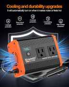 400W Power Inverters for Vehicle Dual AC Car Plug Adapter Outlet | USB 24W/30W Fast Charge, Inverter 12V to110V, Cigarette Lighter Adapter for Laptop/Camping/Road Trippers