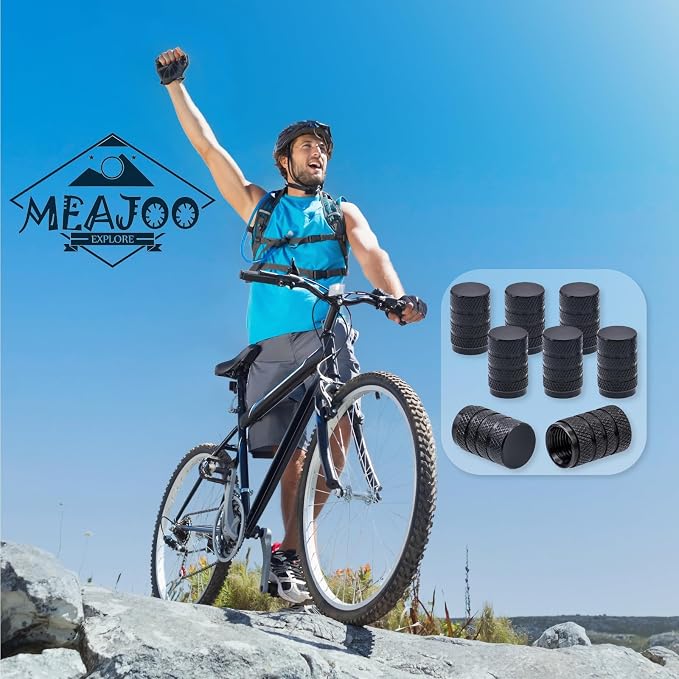 8PCS Tire Valve Stem Caps, Dust Proof, Anodized Aluminum Universal Tire Valve Stem Covers for Cars, SUV, Trucks, Bikes, Motorcycles, Bicycles(Black)