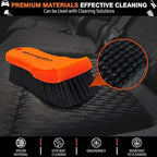 7PCS Car Interior Detailing Kit, Horse Hair Leather Brush for Car Seat, Carpet Brush, Soft Car Detailing Brush, Microfiber Towels & 2 Wax Applicator Pads, Car Interior Care Kit, Orange