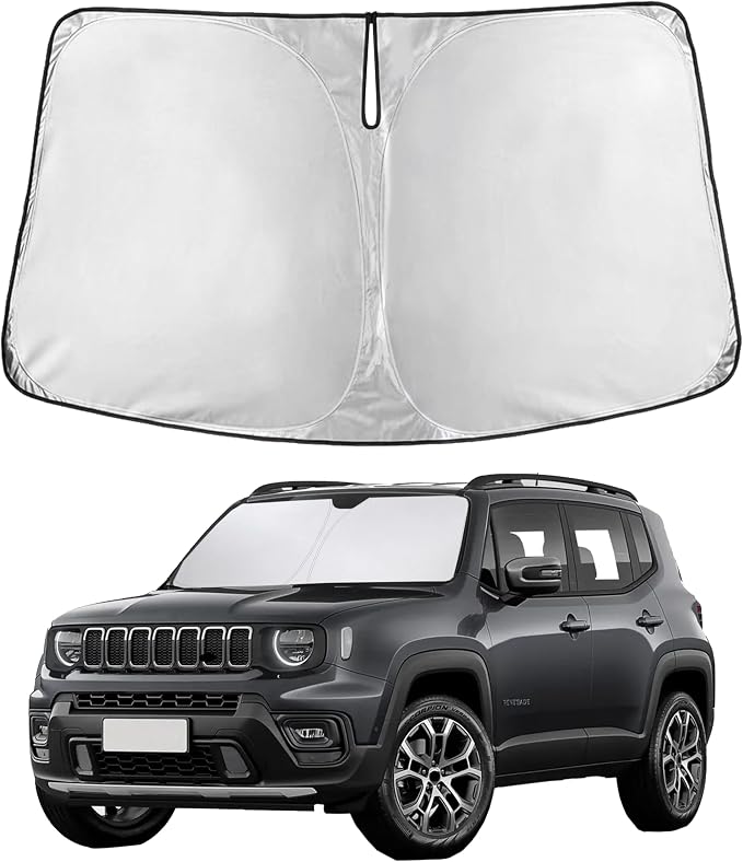 Windshield Sunshade Compatible for Jeep Renegade 2015-2022 2023 2024, Sun Visor for Front Windshield & Window Sun Shade Cover, UV Heat Blocker & Protector, Car Accessories