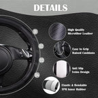Line Rider Microfiber Leather Sporty 14.5-15 inch Steering Wheel Cover Universal Fits for 95% Truck,SUV,Cars, Anti-Slip Safety Comfortable Design (Black Carbon Fiber)