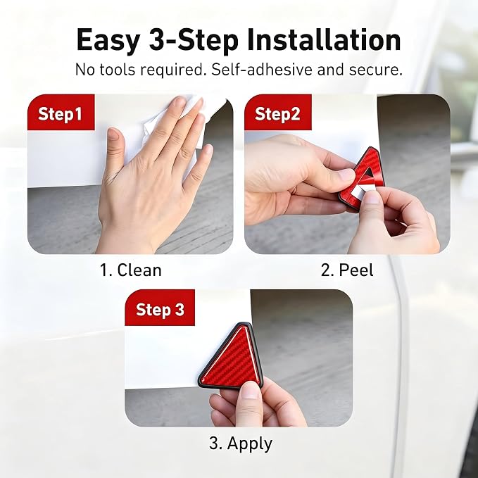 2 PCS Car Door Corner Edge Guards, PVC Thickened Anti-collision Protector, Carbon Fiber Sporty Right-angle Decorative Sticker, Self-adhesive Exterior Accessory for Cars SUVs Trucks (Red)