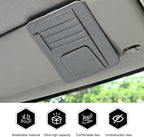 Car Sun Visor Organizer, Multi-Pocket Leather Auto Visor Storage Bag with Clip-on Design, Car Interior Organizer for Cards, License, Sunglasses and Pens, Universal for Most Cars (Gray)