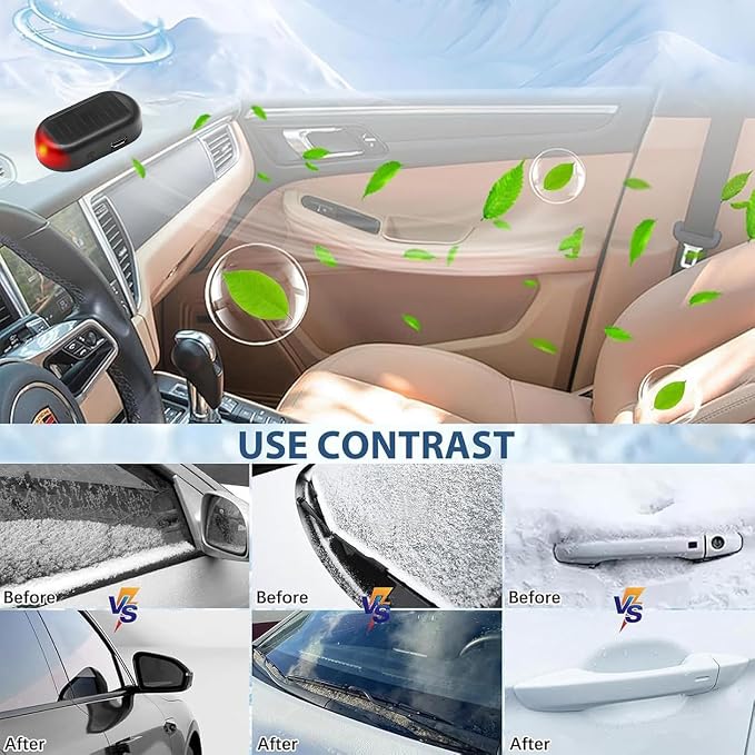 4pcs AntiFreeze Electromagnetic Car Snow Removal Device,Solar Car Interference Antifreeze Instrument with Flashing Led for car windshield,Rechargeable Electromagnetic Car Defroster for All Vehicles