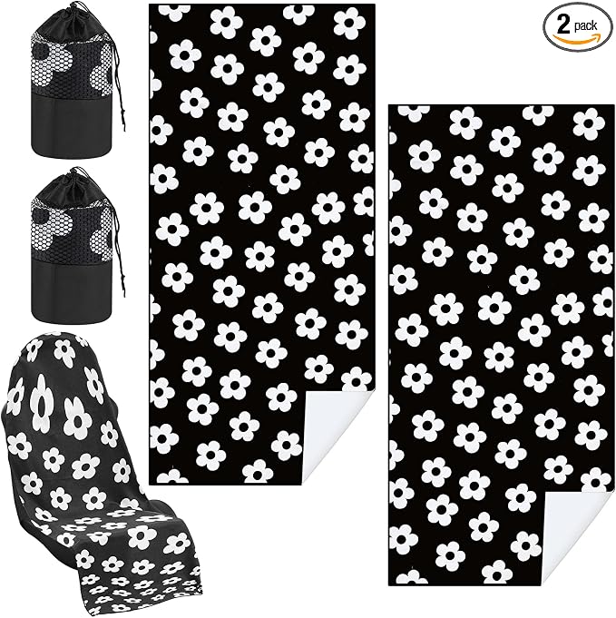 Car Seat Towel Covers with Storage Bag, 63 x 32 Inch Universal Non Slip Waterproof Sweat Protector for Car Truck, Gym Swimming Running, Machine Washable(2 Pack,Florid Declamation)