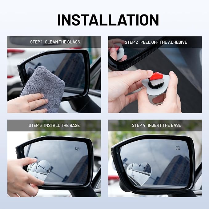 Blind Spot Mirror, 2Pcs Adjustable Car Auxiliary Wide Angle Convex Mirror, Universal Stick on Side Mirror for Cars SUVs Trucks, Enhance Driving Safety (Heart Shaped)