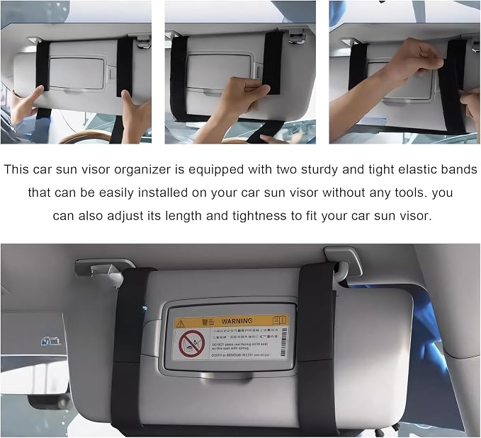 Molle Car Sun Visor Organizer, Multi-Pocket Zippered Visor Pouch with Tactical Panel & Glasses Clip, Sunshade Tactical Gear Storage Organizer for Trucks SUVs Patrol Cars