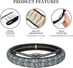 Flowers Steering Wheel Cover Car Elastic Steering Wheel Protector | Asian Ethnic Anti-Slip Breathable Car Accessories Interior for Women Men Universal 15 Inch Fit Auto SUVs Vans Truck