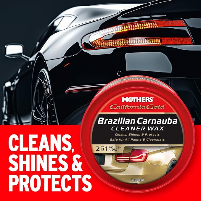 California Gold Brazilian Carnauba Cleaner Wax, 12 oz. Paste, 05500 | Cleans & Waxes in One Step, Removes Oxidation & Swirls, Premium Carnauba Shine & Protection for All Paint Finishes