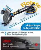 YRU True Military-Grade Shock Mounting Kits [360° Rotation Suction] 2026 Ultimate Car Phone Holder Mount【90+LBS Safest Strongest & Patent Certs】 Dash Windshield for iPhone 17 16 Pro Max, Gloss Black