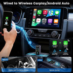 4 In 1 Wireless CarPlay Adapter, Screen Mirroring Adapter Support iPhone iOS 10+ & Android 11+ to Car Screen to Watch Videos, Wired to Wireless, No Delay (CarPlay+Airplay+Android Auto+ Mirror Link)