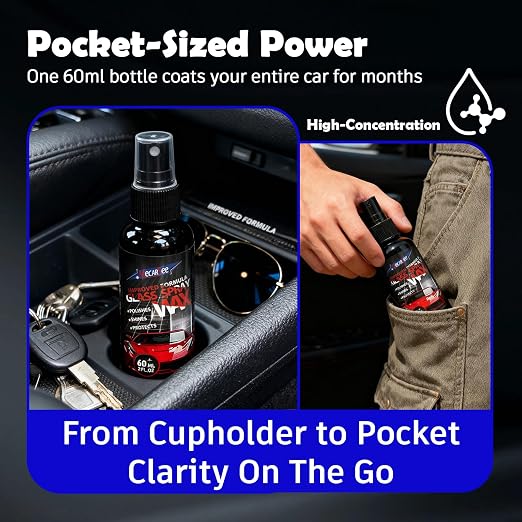 Glass Coating Spray for Car Windshield - Long-Lasting Hydrophobic Protection, Prevent Fogging, UV Shield - Improves Visibility in Rain & Snow - Easy to Apply