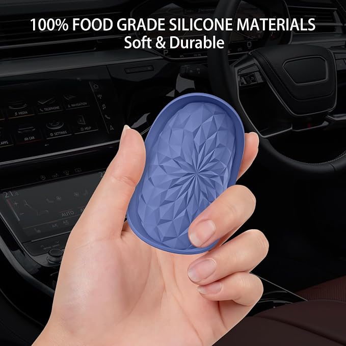 ME.FAN Car Coasters for Cup Holders [4 Pack] - 2.75In Silicone Auto Mug Mats - Universal Non-Slip Recessed Car Interior AccessoriesNavy Blue