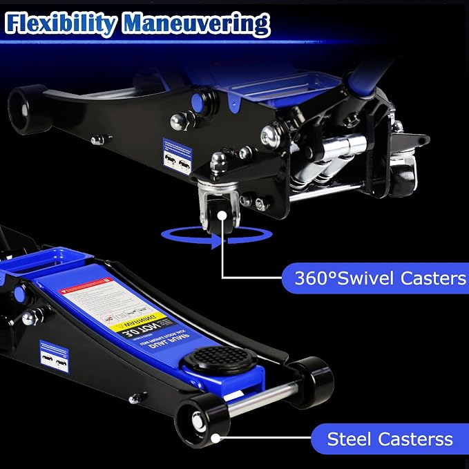3.5 Ton Low Profile Floor Jack, Professional Trolley Jack Hydraulic Jack, Heavy Duty Steel Racing Floor Jack with Dual Piston Quick Lift Pump, 3.5 Ton（7000 lb） Capacity, Lift Range 4"-21",Blue