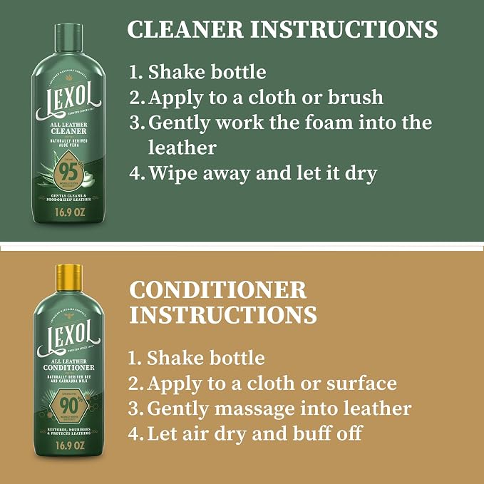 All Leather Care Kit - 5-Piece Natural Leather Cleaner & Conditioner with Aloe Vera, Bee Milk, Cloths & Brush for Car Seats, Furniture, Jackets, Bags & Boots, Gift for leather lovers