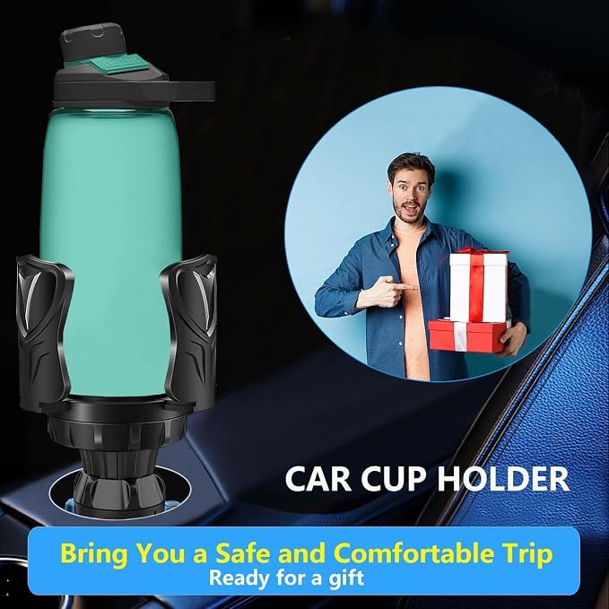Adjustable Car Cup Holder Expander, Cup Holder for Car with Rubber Pad for 10-64ozYeti Hydro Flask Stanley Owala Coffee Cup Water Bottles, Universal Cupholder Adapter with Adjustable Base