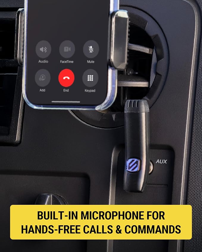 BTAXS3 Hands-Free Audio Kit, Bluetooth Receiver for Car Stereo with Noise Cancellation, 3.5mm AUX Bluetooth Adapter for Car Radio, Compatible with Siri/Google Assistant Voice Command
