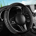 5D Honeycomb Black Car Steering Wheel Cover,14.5-15 Inch Universal Carbon Fibre Leather Covers Breathable Anti-Slip Odorless Steering Wheels Accessories for Men Women
