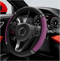 Bling Car Steering Wheel Cover, 15 Inch Sparkly Rhinestone Soft Leather Steering Wheel Protector, Non-Slip Universal Auto Elastic Steering Wheel Covers for Women Girls (Purple)