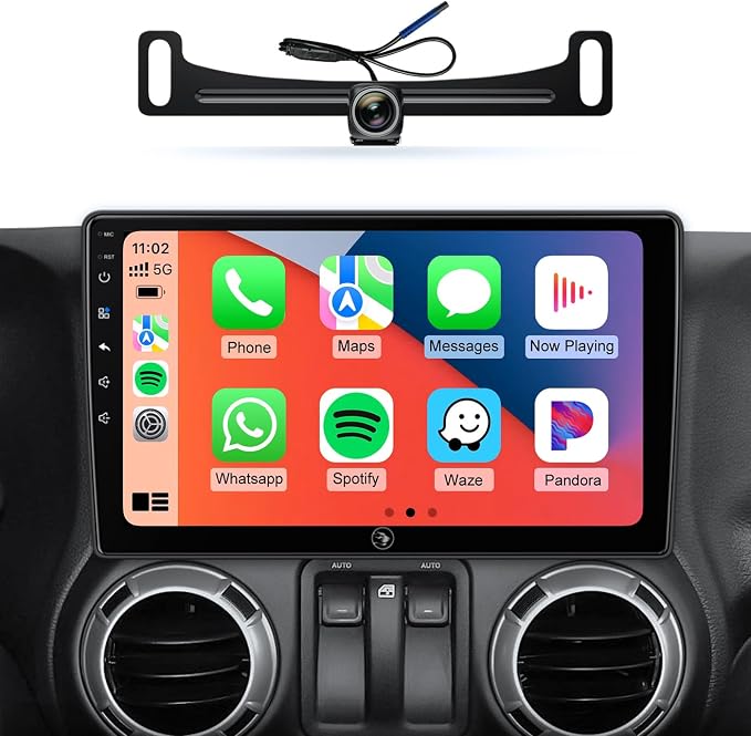 Car Radio Stereo Upgrade for Jeep Wrangler JK Compass Grand Cherokee Dodge Ram with Wireless CarPlay/Android Auto/10.2'' TouchScreen/Android13/GPS Navigation/Backup Camera (New-HC-Jeep 2+32G)