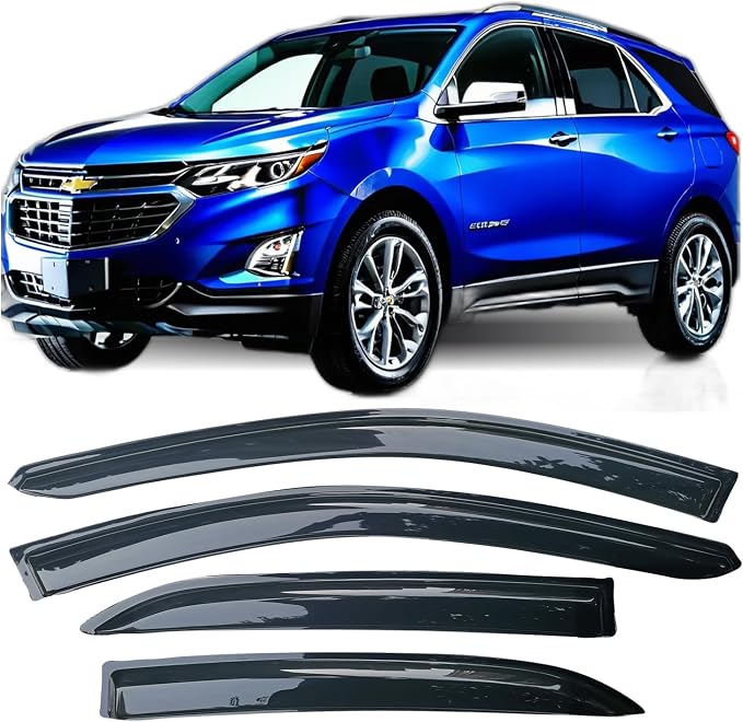 2018-2024 Window Visors Rain Guards for Chevrolet Equinox | Window Deflectors, Vent Visor, Sun Shades, Window Shields, Dark Smoke, Car Accessories