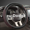 Customized Auto Car Steering Wheel Cover for Dodge 1989-2011 RAM 1500 2500 3500, Charger, Durango, Challenger (Diamond Quilted-Black+Red-Standard Size)
