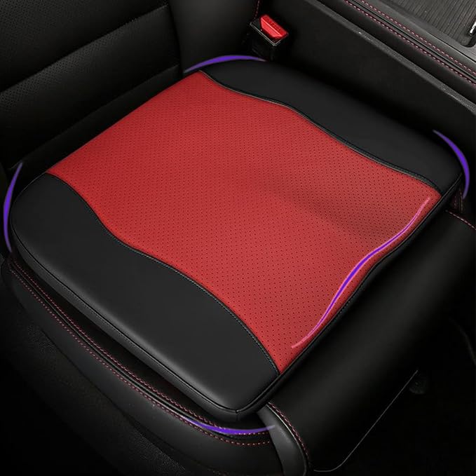 Comfort Memory Foam Car Seat Cushions For Driving,Red Booster Cushion Pad | Ergonomic Height Cushion, Sciatica & Lower Back Pain Relief Pillow, Comfort Seat Pad for Car Office Wheelchair Short People