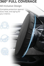 Car Steering Wheel Cover, Waterproof Sunproof Heat-Insulated Steering Wheel Protector, Thickened Soft Full-Coverage Car Interior Accessory, Universal for Most Cars (Black)