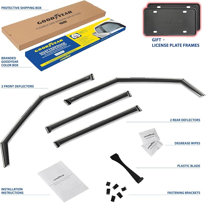 Goodyear Shatterproof in-Channel Window Deflectors for Hyundai Santa Fe 2024-2026, Rain Guards, Window Visors for Cars, Vent Deflector, Car Accessories, 4 pcs - GY008052