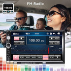7" Double Din Car Stereo Audio Bluetooth MP5 Player USB FM Multimedia Radio+ 4 LED Mini Backup Camera with Steering Wheel Remote Support Mobile Phone Synchronization (Used in Android/iOS)