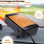 Portable Car Heater & Defroster – 12V 200W Fast Heating and Cooling Fan | Plug In Cigarette Lighter Windshield Defogger,with 360° Rotatable Portable Car Heaters for Vehicle, Car, SUV & RV