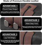 2 Pack Brown Leather Car Headrest Hooks Purse Bag Storage Holders for Car Seats