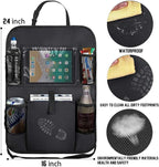 Backseat Car Organizer Kick Mats, KNGUVTH Car Seat Back Protectors with Clear 10" Tablet Holder + 5 Storage Pockets Back seat Organizer for Kids Toy Bottle Drink Vehicles Travel Accessories (2 Pack)