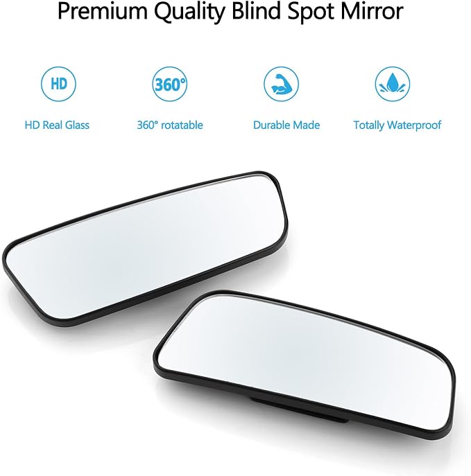 Blind Spot Mirror for Cars Car Side Mirror Auto Wide Angle Convex Rear View Stick On Design, Adjustable, 2 Pack
