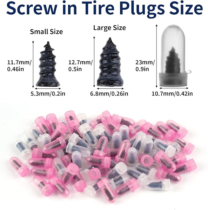 30 PCS Tire Repair Screws, Vacuum Tire Plug Kit Spiral Rubber Nail, Tire Plugs Screw Type Fast Tool Self Screw in Tire Plugs, Tire Repair Kit for Car, Truck, Motorcycle Tire Puncture Repair
