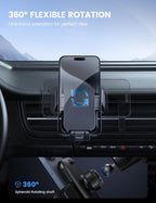 2026 Wider Clamp & Metal Hook Car Phone Holder Vent [Thick Cases Friendly] Phone Holders for Your Car Camera Mounts Automobile Hands Free Cradle Air Vent for iPhone 17 16 15 Pro Max Dark Grey