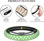 Light Green Steering Wheel Cover for Women,Universal Auto Steering Wheel 14-15 Inch Car Interior Accessories with 2PCS Car Coasters,Suitable for Men and Women